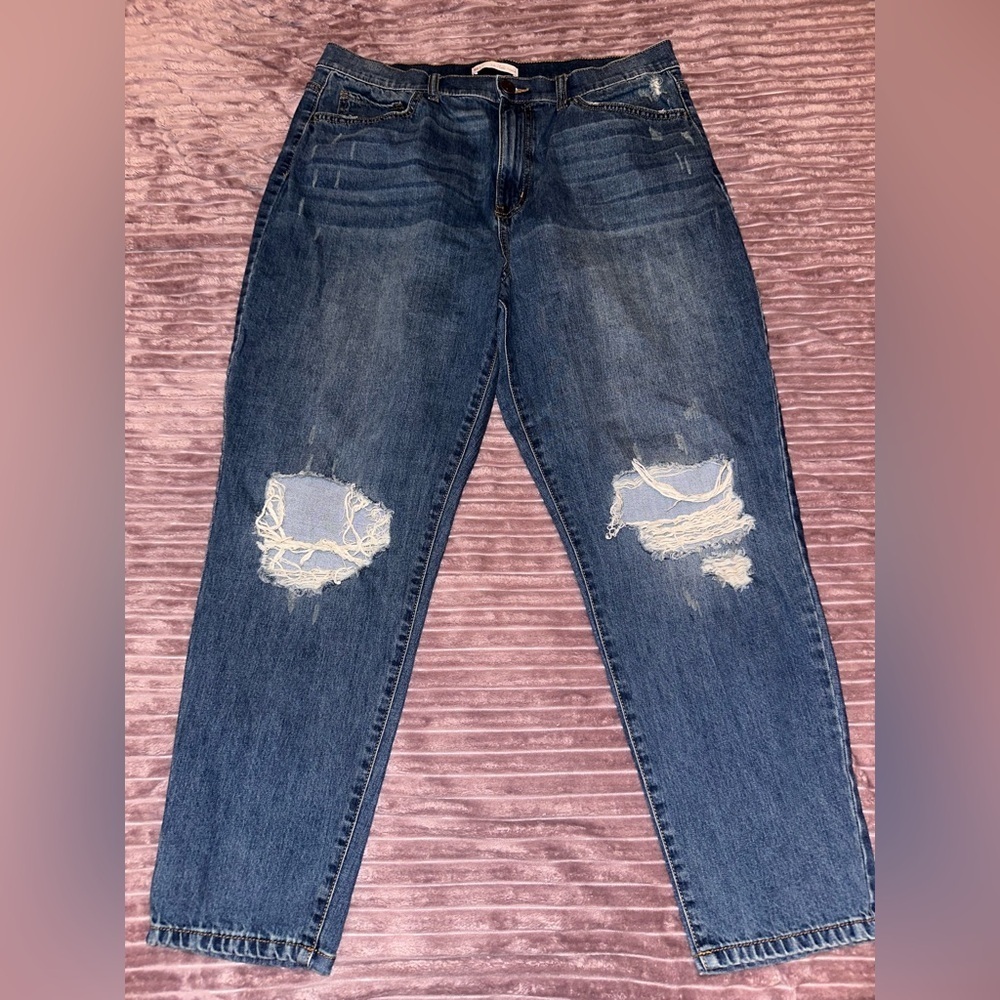 Distressed High Rise Curvy Mom Jeans Size 17/33 #1768